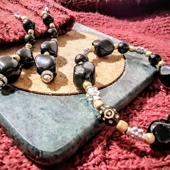 Beaded Black Jelwery Set [ Errings & Braclet ] - Picture 4 of 6